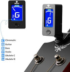 BROTOU Guitar Tuner Clip On with Guitar Capo for Guitar, Bass, Violin, Ukulele, Digital Electronic Tuner Acoustic Guitar Accessories with LCD Display (3 Guitar Picks)