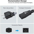 Power Cord, Goalfish 3 Prong AC Power Cable 6.6FT(2m) Nylon Braided Replacement 3 Pin Power Cord UL Certified for Computer, TV, Monitor, Printer, PC, Projector, Power Supply Cable