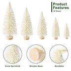 30Pcs Mini Christmas Trees Artificial Christmas Tree Bottle Brush Trees with Wooden Base for Christmas Decor Christmas Party Home Table Craft Decorations(Beige)