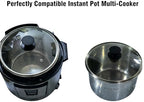 Tempered Glass Lid for Instant Pot 6 Quart, 9.1 Inch,Pressure Cooker Accessories,Replacement Parts for Instant pot,Heat Resistant Silicone Handle and Stainless Steel Rim