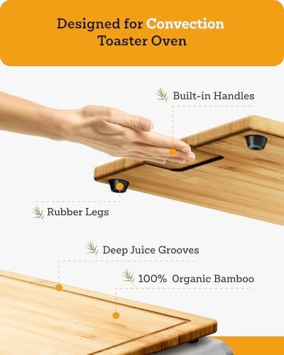 Wood Cutting Board Compatible with Ninja Foodi SP101 SP201 SP301 Air Fryer Oven, Accessories for Convection Oven with 4 Silicone Feet 16.3" × 10.4",Add Storage Space,Protects Cabinet