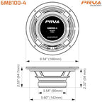 PRV AUDIO 6.5 Inch Car Speakers 200 Watts 4 Ohm, 6MB100-4 Factory Replacement Car Door Speakers (Pair) Shallow Profile