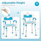 Health Line Massage Products Shower Chair with Back for Seniors, Bathtub Seat with Removable Arms for Handicap, Disabled & Elderly - Adjustable Shower Bench for Tubs (FSA or HSA Eligible)