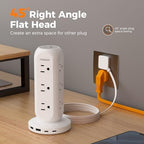 Surge Protector Power Strip Tower, TESSAN Flat Plug Extension Cord 6 FT, Charging Station with 9 Outlets and 4 USB(2 USB C), 900J Surge Protection for Office Home Dorm Room Desk Accessories