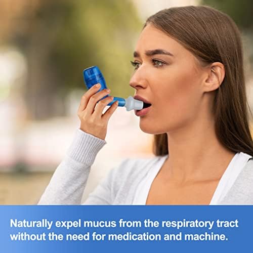 Breathing Exercise Device for Lungs, Lung Expansion and Mucus Relief Device, Portable Expiratory Breathing Exerciser with A Set of Accessories, Breathing Trainer for Lung Cleanse(Blue)