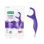 GUM Comfort Slide Floss Picks - Perfect for Tight Teeth - Extra Strong Shred-Resistant Dental Floss, Easy Grip Handle - Dental Flossers for Adults - Fresh Mint Flavor, 120ct