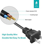 TV Power Cord AC Cable for Samsung 24" 32" 40" 43" 48" 49" 50" 55" 60" 65" 75" 80" 85" Inch LCD HD Smart 4K Curved TV UN55RU8000FXZA UN65RU7100FXZA UN43NU6900FXZA, 2 Prong Replacement Cable 6 Feet