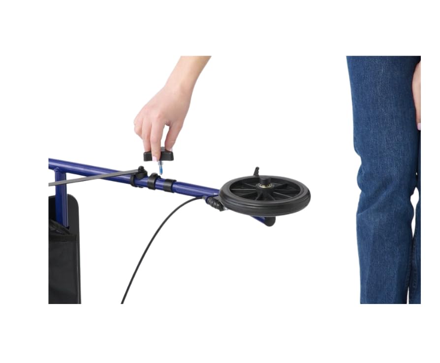 Medline Rollator Walker with Seat, Steel Rolling Walker with 6-inch Wheels Supports up to 350 lbs, Medical Walker, Blue