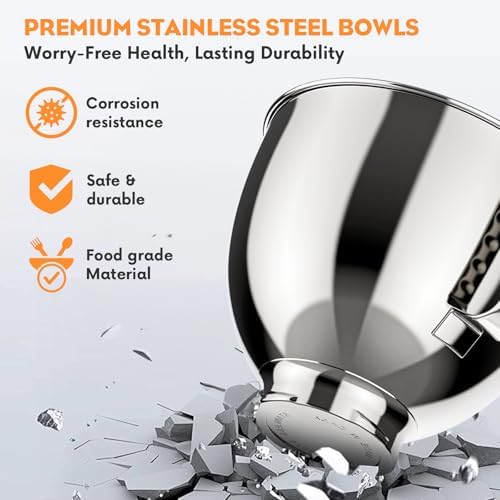 Cofun Stainless Steel Mixer Bowl For Kitchenaid Tilt-Head Stand Mixers 4.5-5 Quart, 5 qt Mixing Bowl Replacement For Kitchen aid With Anti-slip Handle, Polished