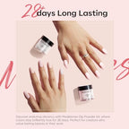 Modelones Dip Powder Nail Kit, 4 Colors White Nude Pink Glitter Dipping Starter Set with Liquid and Complete Accessories for French Nails Art Salon DIY at Home Manicure