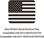 Rear Middle Window American Flag Decal for Ford F150 F250 F350 2015-2019 2020 2021 2022 2023 2024 Back Center Sliding Window Glass USA Flag Vinyl Sticker Exterior Accessories(Matte Black)