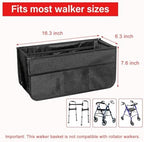 Upgrade Rollator Basket,Walker Basket Bag For Folding Walker,Rollator Walker Bag Cup Holder,Rollator bag,Large Capacity Rollator Walker Accessories Organizer Bag,Folding Rollator Walker Storage Bag