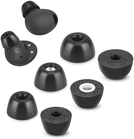 Memory Foam Tips for Samsung Galaxy Buds 2 Pro, No Silicone Eartips Pain, Anti-Slip Replacement Ear Tips, Fit in The Charging Case, Reducing Noise Earbuds, 3 Pairs (Assorted Sizes S/M/L, Black)