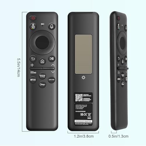 BN59-01432A Solar Voice Remote Replacement for Samsung TV Remote with Bluetooth Rechargeable Solar Cell, Compatible with Samsung Neo QLED Smart 8K HDR Ultra HD TVs, VG-TM2360E New 2023 Model, Black