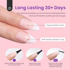 Beetles French Tip Press on Nails - 150Pcs 4 in 1 Nude Pink Almond Press On Nails Medium Full Cover French Tip Press on Nails with 6 Kinds of Nail Accessories Nail Art DIY Gift for Women