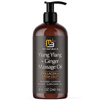 Ylang Ylang + Ginger Massage Oil for Massage Therapy and Manipulation Therapy | Collagen and Stem Cell Anti Cellulite Body Oil for Lymphatic Massage and Sore Muscles Skincare by M3 Naturals