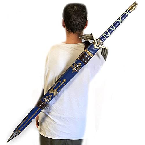 Legend of Zelda FULL TANG Carbon Steel Master Sword SHARPENED Skyward Limited Edition Deluxe w Belt, 14-Blue-BRB