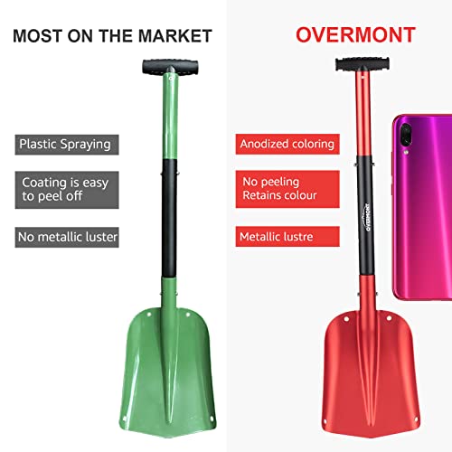 Overmont Collapsible Snow Shovel Aluminum - Lightweight Snow Utility with Ice Scraper and Carrying Bag Sizes 32 and 42 Inch