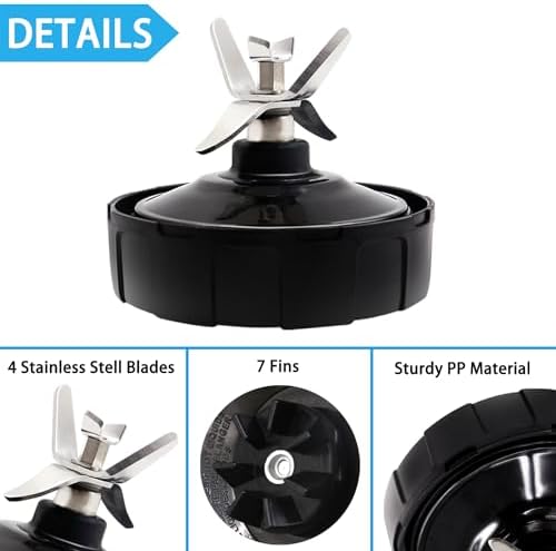 2 PACKS 7 FINS Extractor Blades Replacement Part Bottom Blade for Ninja Blender for Nutri Ninja Auto iQ BL642 NN102 BL682 BL2013 and More
