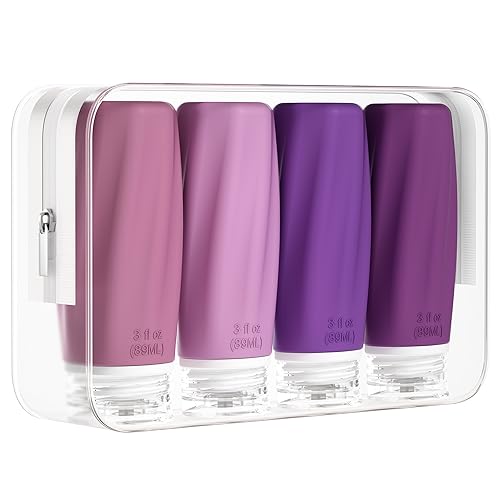 Morfone Travel Bottles for Toiletries, 3oz Tsa Approved Travel Size Containers Leak Proof Squeezable Travel Accessories Refillable for Shampoo Conditioner Lotion Liquids(Purple)