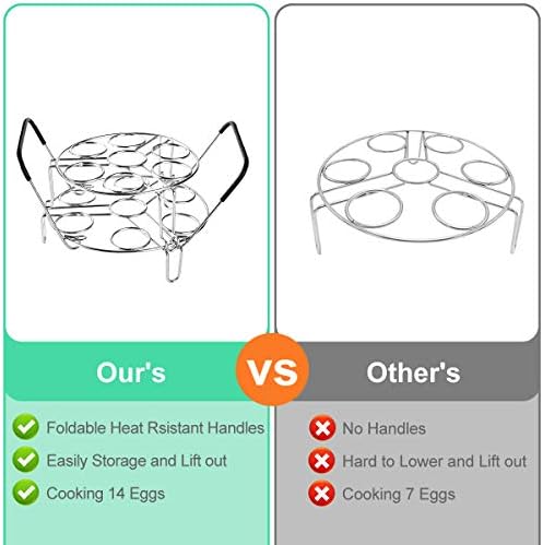 Stackable Egg Steamer Rack, BiaoGan Egg Cooking Rack with Heat Resistant Silicone Handles Compatible with Instant Pot Accessories 6,8 Quart, 14 Eggs Multipurpose Steamer Rack Trivet