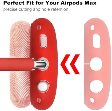 Case for Airpods Max Headphones, Ear Pad Cases Cover/Ear Cups Cover/Headband Cover for AirPods Max (USB-C/Lightning)(2024/2020), Silicone Cover for Airpod Max, Accessories Cass(Red)
