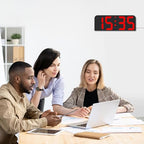 SZELAM Digital Wall Clock, 9.6” LED Large Digital Alarm Clock with Remote Control, 3 Inch Font, Desk Modern Electric Wall Clock for Living Room Bedroom Garage Decor Teens Elderly - Red