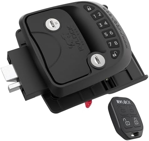 RVLOCK Compact RV Lock Keyless Entry with Remote, Secure Camper Latch Replacement, Durable RV Door Lock Replacement for Trailers with Patented Security Technology