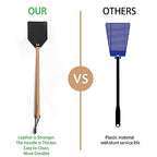 DEBETOOL 2 Pack Sturdy Leather Fly Swatter for Indoors - (19.7”)Long Handle Heavy Duty Wood Fly Swatter With Hanging Rope, Durable Fly Swatter for Outdoor Rustic Bug Swatter Flies,Mosquitoes And Bees