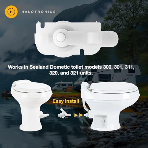 Halotronics Upgraded RV Water Valve Replacement Kit for Pedal-Flush Toilets - Compatible with Sealand Dometic 300, 301, 310, 311, 320, 321 (385311641) - Hardware Included - 2024 Model