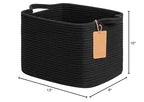 Goodpick Black Storage Basket for Shelves, Woven Baskets for Storage, Toy Baskets Storage Kids, Towel Basket with Handles for Living Room, Bathroom, 13 x 10 x 9 Inches