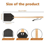SAMEBUTECO Leather Fly Swatter Black Effective Insects Catcher with Heavy-Duty Design and Bench Wood Handle - 19.7" Length