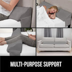 GORILLA GRIP Patent Pending King Bed Wedge Pillow Headboard Gap Filler, Comfortable and Supportive High Density Foam Angled Pillows, Stay in Place Gripping Dots, Wedges Between Mattress, Soft Gray