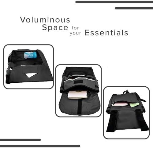 AlveyTech Water-Resistant Saddle Bag (Large, Black) - For Mobility Scooters, Wheelchairs, & Power Chairs - Lightweight & Easy to Install - Storage Organizer - Electric Wheelchair Accessories Adults