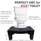 Foldable Poop Stool for Adults, Toilet Stool for Potty Training, 7'' Squatting Poop Foot Stool with Freshener Space, Bathroom Non-Slip Potty Stool, Sturdy Toilet Assistance Step Stool, Black