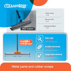 CLEANHOME Rubber Floor Squeegee for Concrete Floor, Tile Floor, Metal Aluminium Heavy Duty Garage Shower Floor Squeegee Broom for Removing Water, Commercial Squeegee Mop with Extendable Long Handle