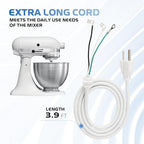 Mixer Cord Power 9701025 for KitchenAid Stand Mixer Replacement (White),3.9ft Cord-Power Fits Various KitchenAid Models