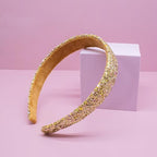 FROG SAC Glitter Headbands for Girls, Gold, Hair Accessories for Little Girl, Sparkly Wide Yellow Hair Band for Kids, Cute Alice Headband for Toddler Children, Thick Sparkle Bling Hairband