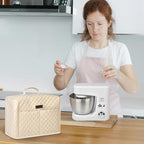 Cover for KitchenAid 3.5 Qt Stand Mixer, for KitchenAid Ice Cream Maker Attachment Stand Mixer 2 Quart, Case with Top Handle, Pockets for Extra Accessories,Beige(Bag Only)