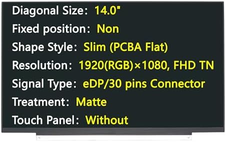 New Screen 14" eDP/30 pins Connector 1920×1080 FHD Replacement for NT140FHM-N43 N140HGA-EA1 NT140FHM-N47/N44/N45 B140HTN02.0/02.3/02.4 LED Display (N140HGA-EA1)