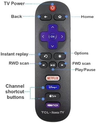 OEM Replacement Remote Control Compatible with All TCL Roku Smart TVs【Only Works with TCL Roku TV, Not for Roku Stick and Roku Box】 (Netflix/Disney Plus/Apple TV+ / HBO Max)