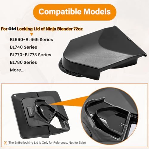 2Pcs Pour Spout Cover Replacement Compatible with Ninja Blender Lid 72oz, Replacement Lid Flap Spout Cover for Ninja Blender Pitcher Square Top, Black, Polycarbonate, BL660 BL740 BL770 BL780