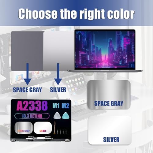 A2338 Screen Replacement for M1 M2 MacBook Pro Retina 13"" A2338 LCD Screen EMC 3578 MYD83 MYD92 MYDA2 MYDC2 Full LCD LED Screen Display Assembly (Space Gray)