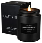 Scented Candles for Men | Wood & Vanilla Scented Candles | Winter Candles | Soy Candles for Home Scented | Masculine Candle, Wood Wicked Candles | Vanilla Candle in Black Jar