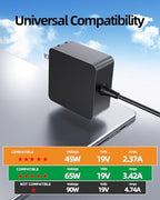 Charger for Asus Laptop Computer (Certified by UL), Vivobook, Zenbook, Chromebook Notebook Replacement, Round Connector, 65W, 45W, 33W