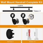 ROTHLEY Pipe Handrails for Indoor Stairs: 3.3FT Stair Railing Steel Hand Railings for Stairs Indoor Wall Mount Stair Handrail Complete Kit 1.6" Round Metal Stair Railing for Elderly & Kids