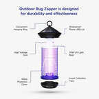 ASPECTEK Bug Zapper Outdoor 20W, Electric Mosquito Zapper, Insect Fly Zapper, Effective UV Light Fly Killer for Outdoor use, Waterproof, Up to 1000sq. FT Coverage for Camping, Patio, Garden, BBQ