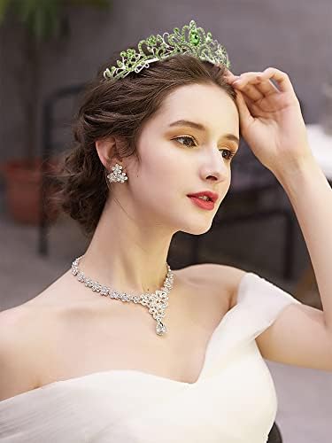 COCIDE Green Tiara and Crowns for Women Crystal Headband Princess Rhinestone with Combs Bride Hairpiece Bridal Wedding Prom Birthday Party Hair Accessories Jewelry for Women and Girls