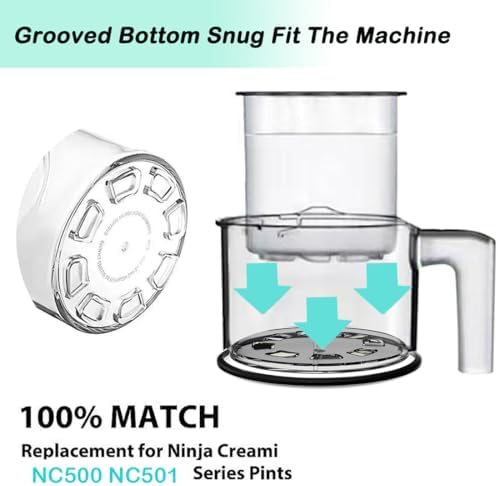 For Ninja Creami Deluxe Pint and Lids 24oz Replacement Ice Creanm Containers Compatible with NC501, NC500 Series Ice Cream Maker Leakproof Reusable Dishwasher Safe Set of 4