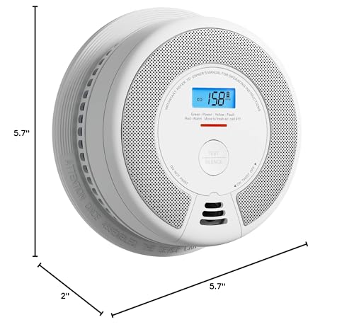 X-Sense 10-Year Battery Combination Smoke Carbon Monoxide Alarm Detector with Large LCD Display (Standalone Model)